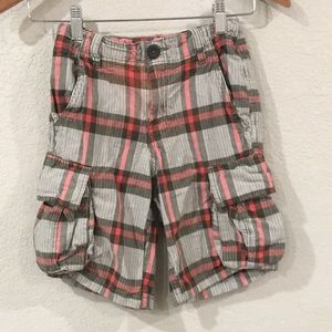 Route 66 Boys Sz 8 Shorts Multicolored Plaid Cargo Adjustable‎ Waist 100% Cotton
